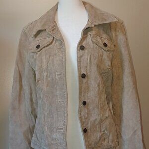Women's Vintage Tan Suede Genuine Leather Fabio Jacket Size S